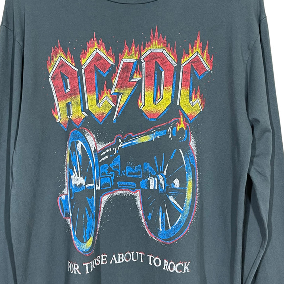 Daydreamer AC/DC For Those About To Rock Long Sleeve Small Oversized Band Tee - Picture 2 of 7